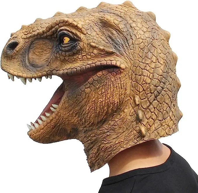 Máscara de Halloween de silicone dinossauro t rex máscara de cabeça de dinossauro