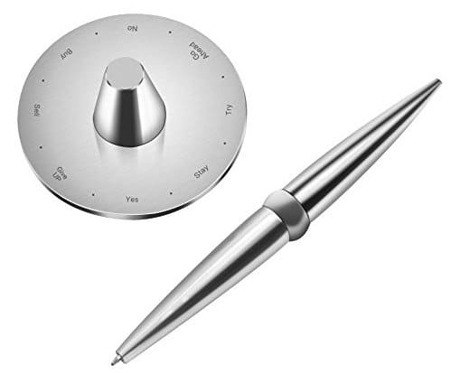 caneta de aço inoxidável prata com base magnética