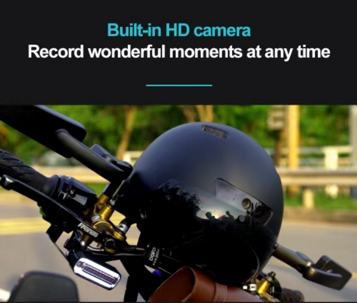 capacete com câmera e luzes de advertência