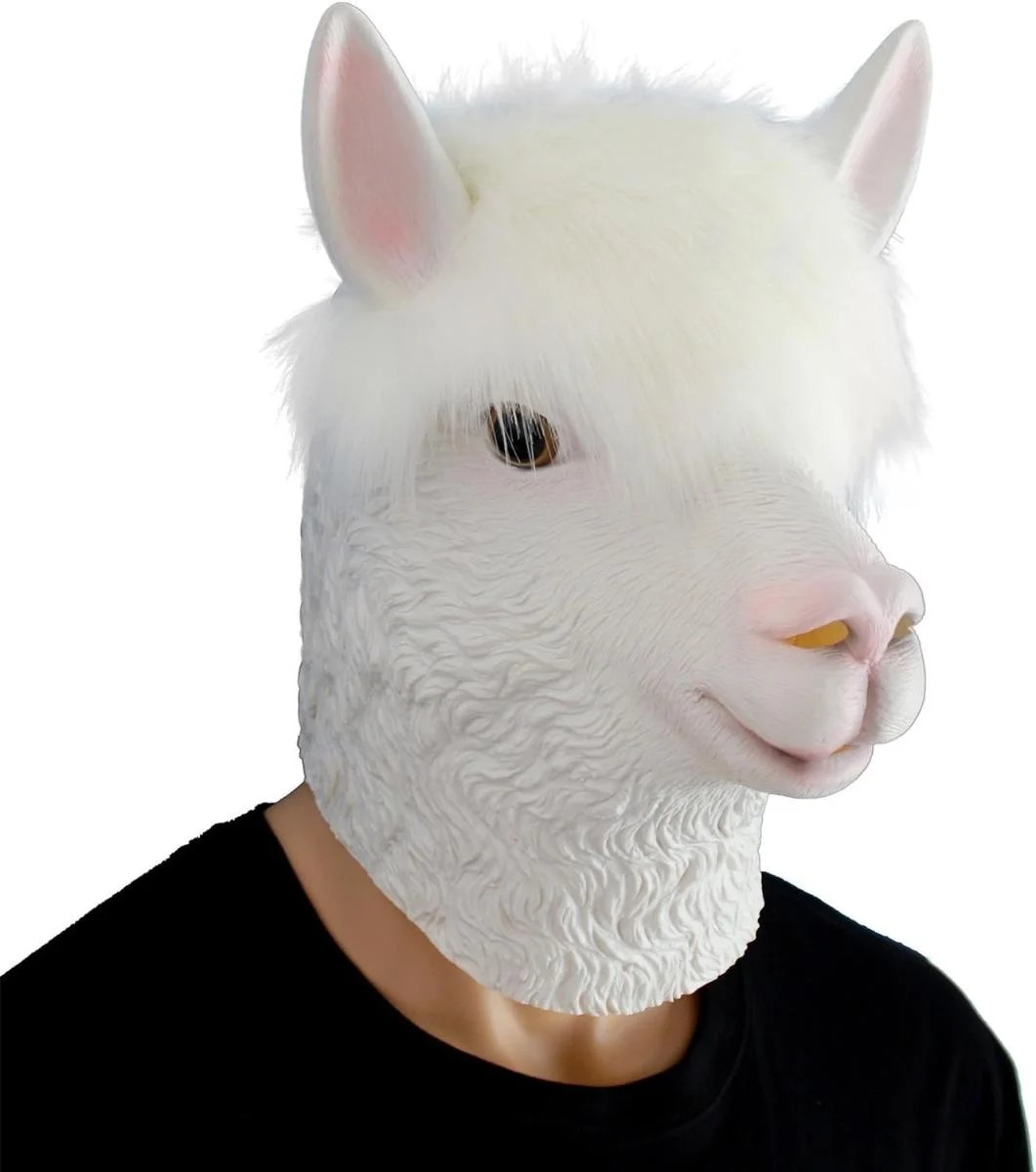 lhama alpaca - máscara facial cabeça látex silicone